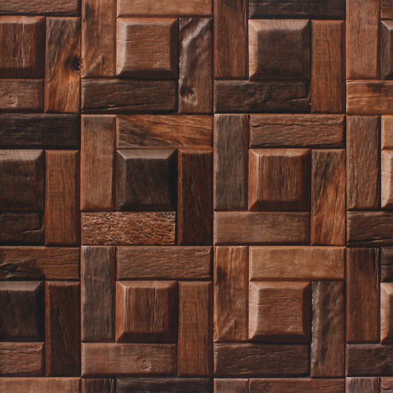 American retro nostalgic wallpaper personalized wood grain TV background wall bar entrance 3D wood block wallpaper classical