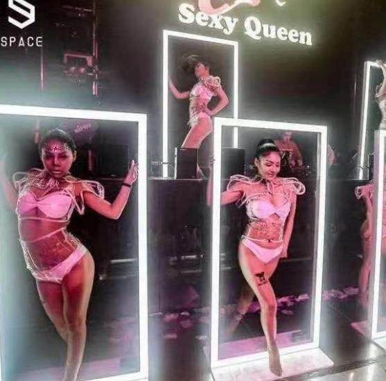 Point stage hexagonal rhomboid luminous performance table with laser tetrad-dimensional led point hop bar atmosphere props