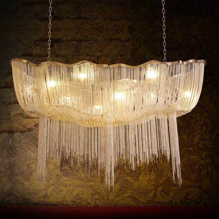 Post-Italian Postmodern Creative Hotel Living Room Upscale Art Fashion Long Aluminum Chain Flow Su Jellyfish Dining Hall Chandelier