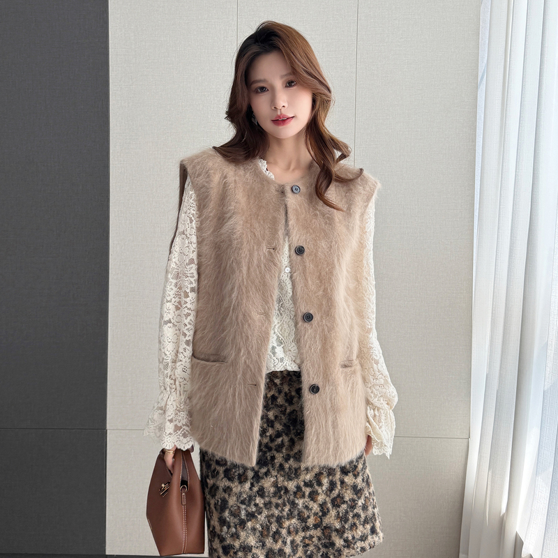 Maojia Fur High-End Brushed Cashmere Coat Women's Long Wool Woolen Vest Jacket Silk Vest Autumn