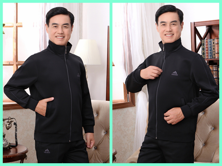 Bộ đồ thể thao nam trung niên mùa xuân mỏng phần rộng kích thước lớn trung niên quần áo thể thao cha thường - Thể thao sau bộ quần áo gió nam lining