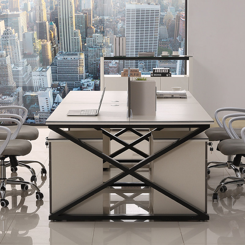 Staff Desk 4 People with a minimalist modern office furniture Screen staff table Four desk chairs combine 6 people