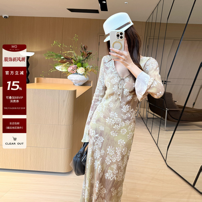 Zhizhi Chicago【Pear Blossom Fragrance】100% Rayon French-Style Gentle High-End Waist-Cinching Floral Dress with an Elegant Vibe
