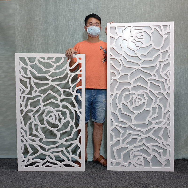 Entrance PVC hollow carved board suspended ceiling through flower board aisle living room partition Central European-style background wall screen lattice