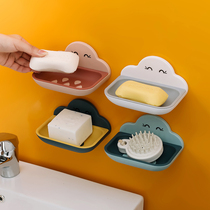 Creative soap box suction cup wall-mounted soap box rack cute drain toilet non-perforated storage rack soap box