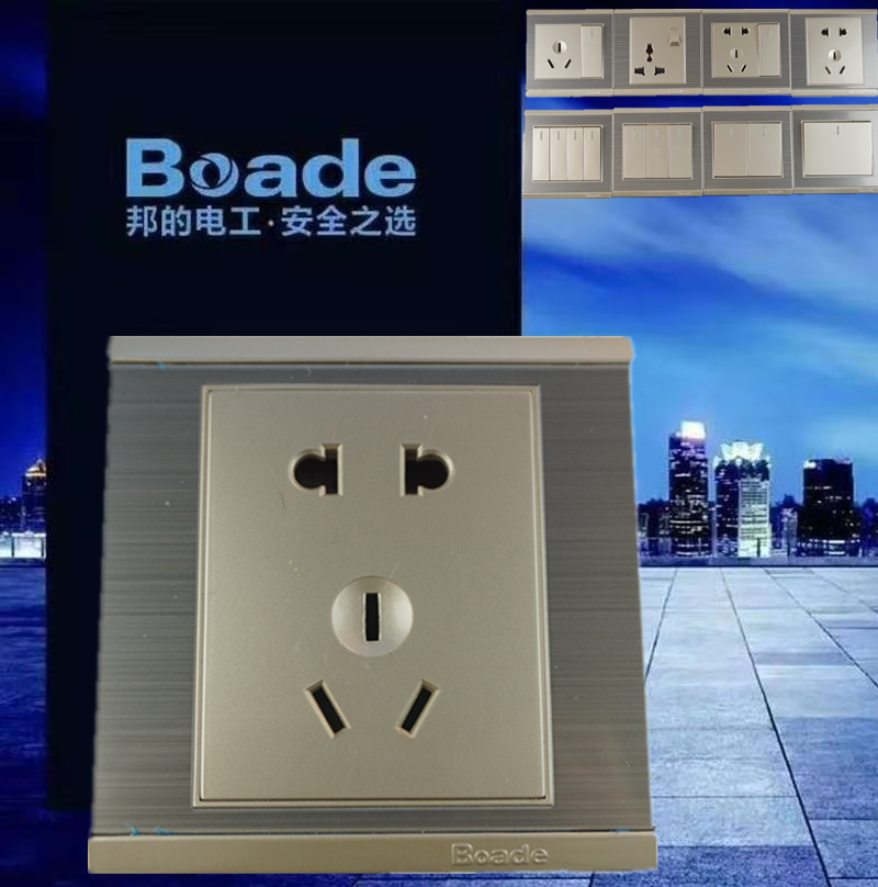 Bon's Boade socket 86 Type of wall 23 5 holes Home Concealed Power Wall Style Panel Switch X5 Champagne