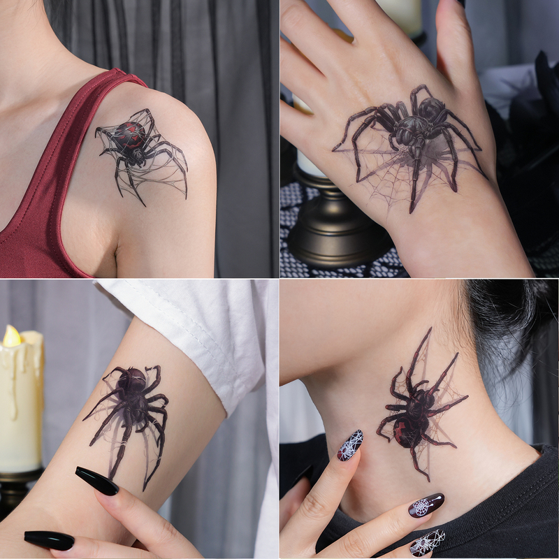 Halloween 3D Stereo Spider Tattoo Stickers Waterproof Scary Funny Prank Hand Back Neck Matte Tattoo Stickers Halloween 3D Stereo Spider Tattoo Stickers Waterproof Scary Funny Prank Hand Back Neck Matte Tattoo Stickers