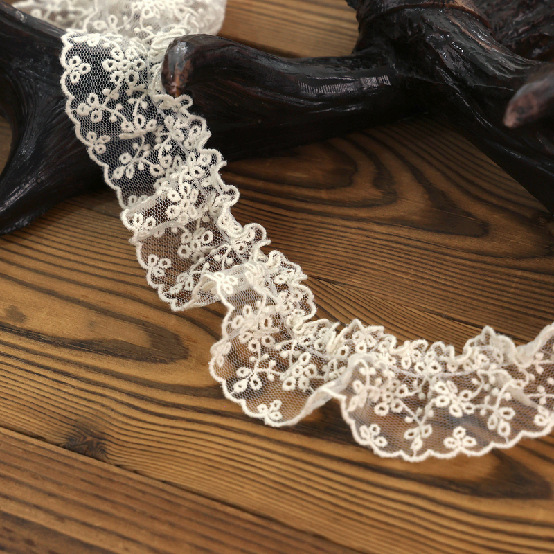 Korean Imported Jz Mesh Lace Embroidery Trim Handmade DIY Accessories Decorative Edge Clothing Accessories Embroidery Dream Flower Border