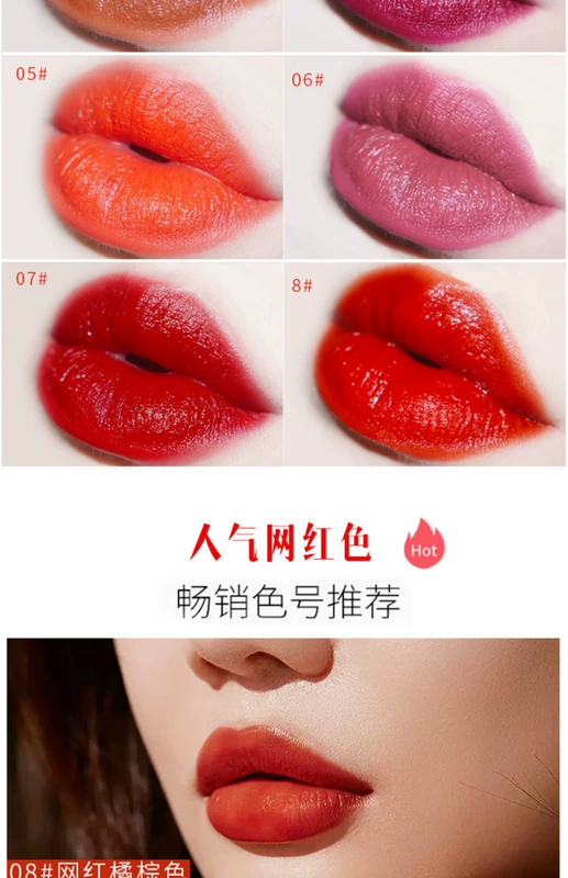 Velvet Lip Glaze Lasting Non-Decolorizing Moisturising Rose Bean Sand Orange Matte Lip Gloss Liquid Lipstick Net Red Student Party - Son bóng / Liquid Rouge