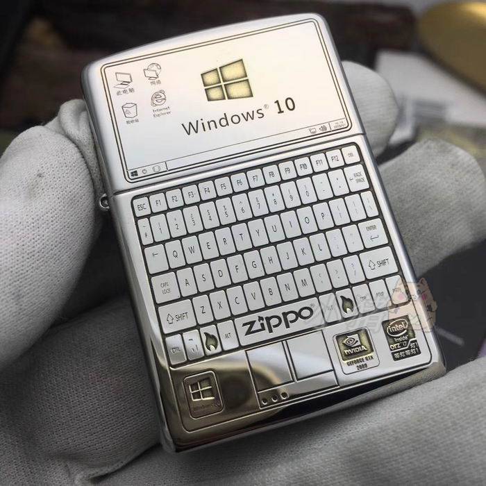 18 years old shop piglet Zippo armor plated chrome bicolor four finish with my computer desktop