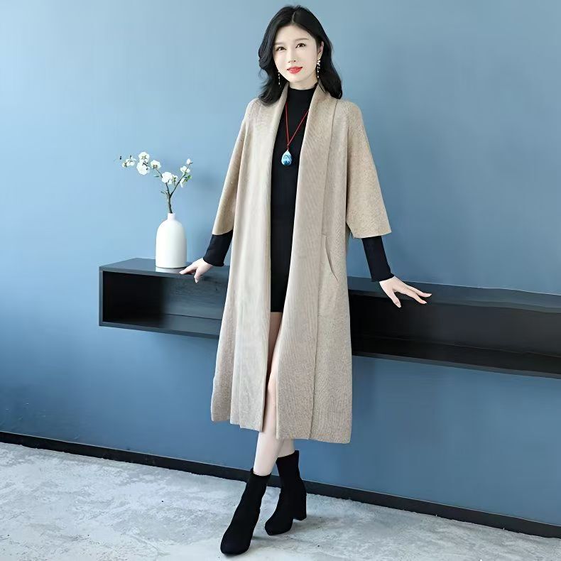 Maxmurny Light Luxury Fashion Mid-Length Knitted Trench Coat Wool Autumn and Winter Elegant and Youthful Coat
