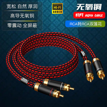 High-End Oxygen-Free Copper Two-To-Two Hifi Red and White Cd Amplifier Audio Dual Rca Audio Signal Cable