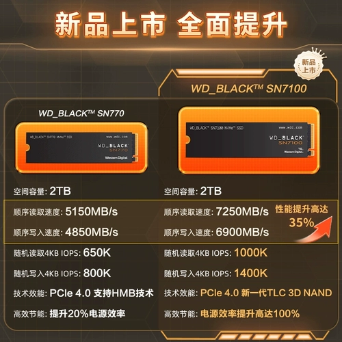 Western Твердотельный накопитель WD SN7100 SN770 500G 1 ТБ 2 ТБ M.2 SSD PCIe4.0 черный диск