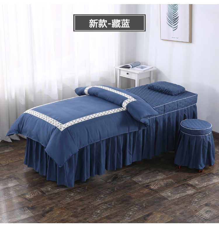 Beauty khăn trải giường denim bedspread đơn giản gia đình rắn quản lý da màu bốn bằng vải cotton thân thiện với da đặc biệt Thẩm mỹ viện - Trang bị tấm ga phủ giường spa