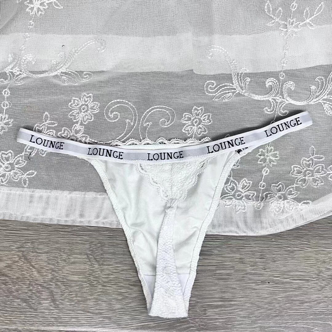 Стринги Женские 小众轻奢lounge四色蕾丝logo小宽边一根线性感丁字裤半包女内裤 OTHER