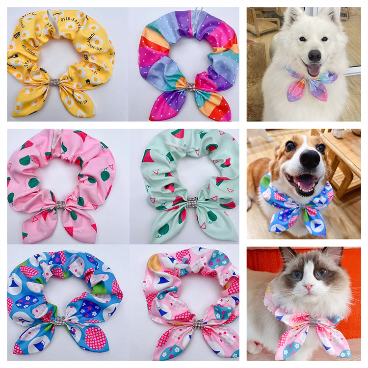 Pet Lucky Chinese Style Cat Dog Scarf Cute Bichon Scarf Saliva Towel Triangle Scarf Large Dog Scarf