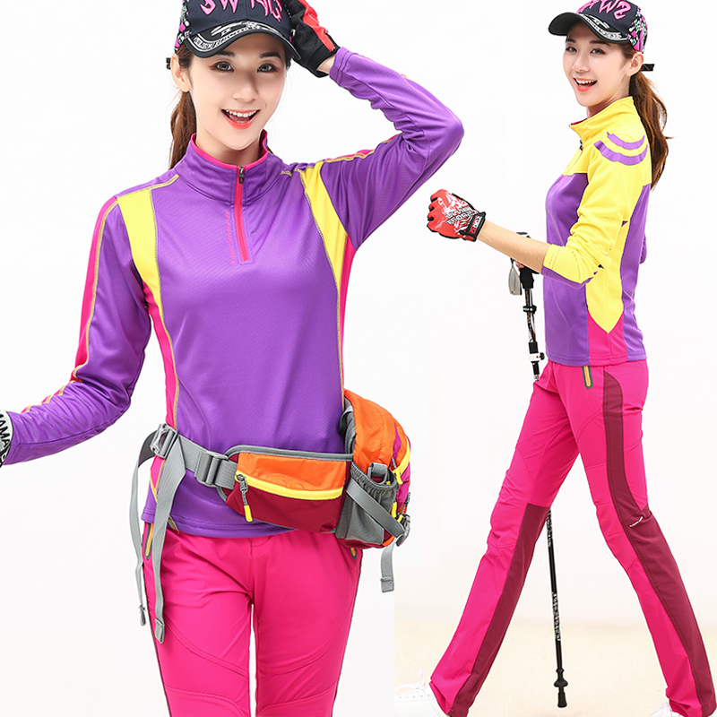 Outdoor clothing women's suit sports quick-drying pants look thin summer new long-sleeved T-shirt hiking breathable quick-drying clothes