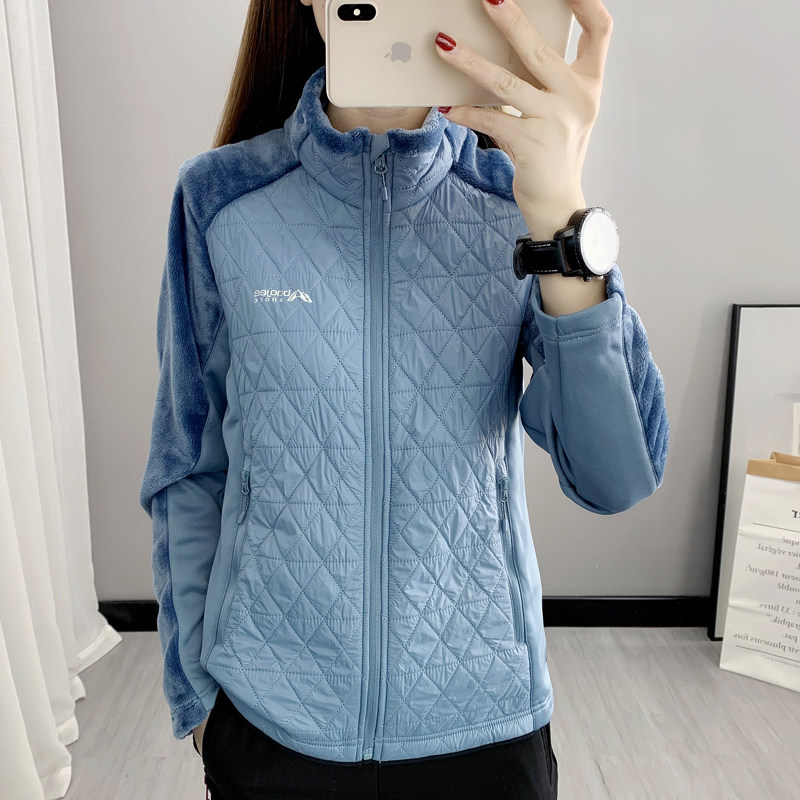 Outdoor Grip Suede Jacket Woman Style Plus Suede Thickened Warm Autumn Winter Upright Collar Cardiovert Cotton T Spliced Rocking Grain Suede Mountaineering Jacket