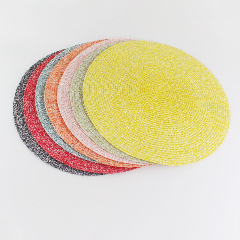 Japanese hemp color woven placemats table mats round placemats Western placemats insulation mats tray mats non-slip dining mats