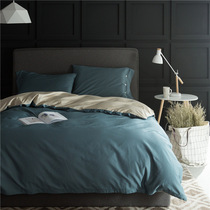 60 tribute satin Xinjiang long-staple cotton pure color plain color two-piece four-piece button bedding 1 8 1 5