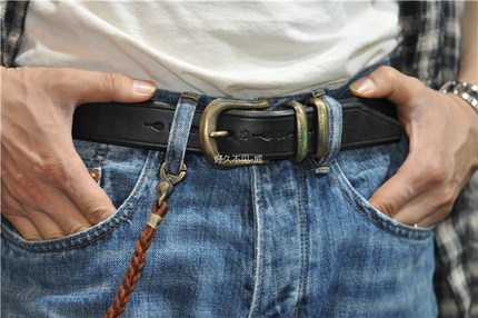 Wei] Japan IKENOHATA Ikenohata British Saddle Leather Gentleman Round Toe Belt DCr-1019