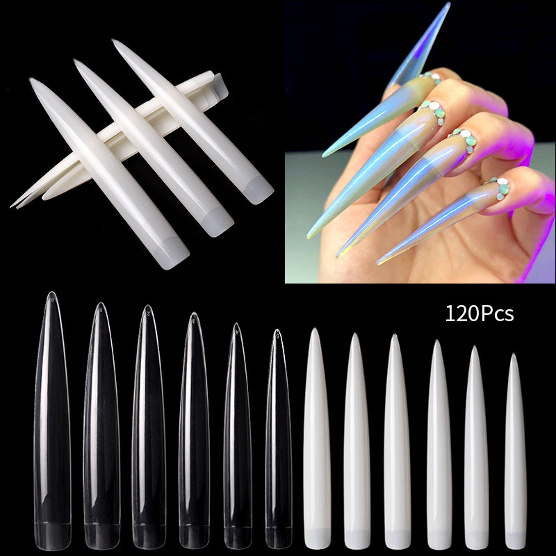 Cross-Border New Nail Art Display Salon Nail Tips Nail Art Extended Fake Nail Tips Practice 120Pcs