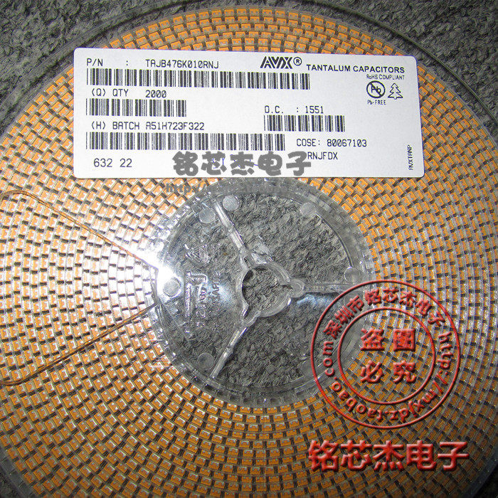 TAJB476K010RNJ SMD tantalum capacitor 476A 47UF 10V SMD capacitor 3528-B