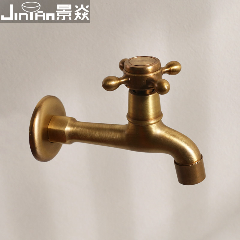 Jingyan antique full copper European-style lengthened mop pool tap pier cloth pool washing machine tap 