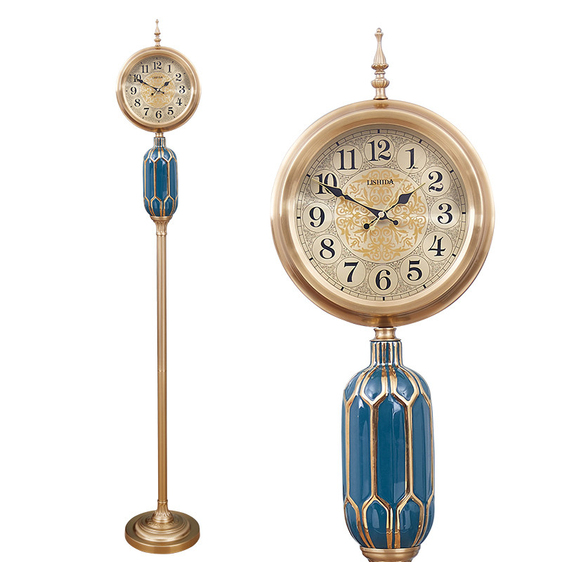 European-style personality antique living room mute large floor clock American creative fashion modern light luxury standing clock ceramic clock