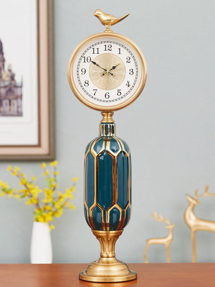 European light luxury living room table clock New Chinese silent table clock ornaments Household desktop clock American decorative time table clock