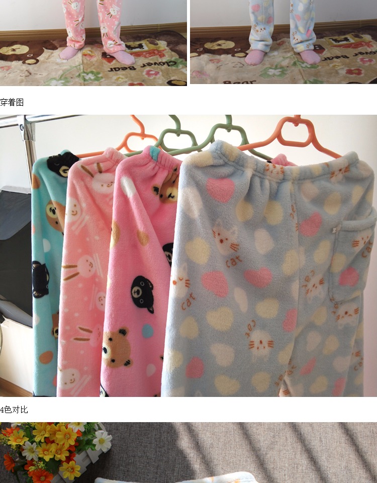 Phụ nữ mùa thu và mùa đông đồ ngủ flannel đơn quần quần lông cừu san hô quần quần ngủ nhà quần áo trung niên quần pyjama quần ngố nữ