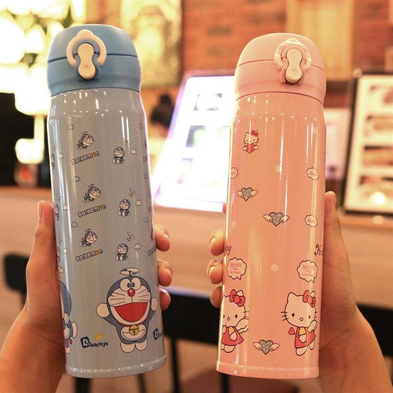 Boy Elementary school student with lid thermos cup Girl Middle school girl Cute portable princess children's water cup