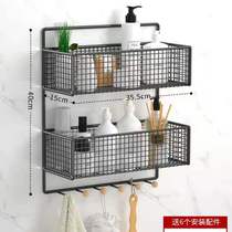 Punch-free wall-mounted cosmetics storage rack bathroom toilet toilet wall rack two floors