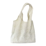 Белый шоппер, сумка на одно плечо, вместительная и большая льняная сумка, в цветочек, с вышивкой