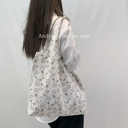 Брендовый шоппер, летний свежий кролик на одно плечо, портативный вместительный и большой жилет, цветочный принт