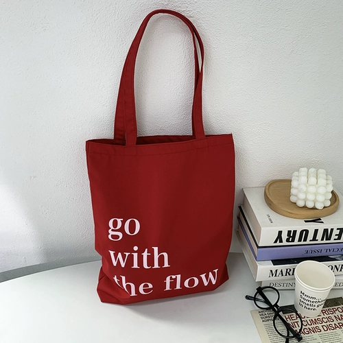 Брендовая японская красная сумка на одно плечо с буквами, изысканный портативный тканевый мешок, школьный рюкзак, в корейском стиле, простой и элегантный дизайн