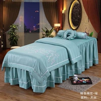 Các Tencel denim nguồn cung cấp bedspread vẻ đẹp thẩm mỹ viện mới rắn Massage toàn thân, Trung Quốc thêu custom-made bộ giường truyền thống - Trang bị tấm ga bọc giường spa