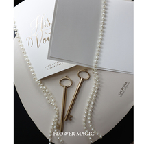 Vows card S6 Pearl Fluzu Mei Mei Su Bride and Bride vow card card speech handwritten stamping