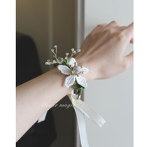 Lawn wedding forest rhinestone small fresh sweet Korean wedding bracelet Bride bridesmaid sister flower wrist flower