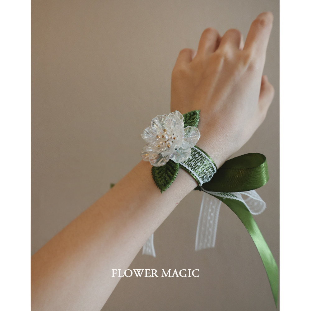 Green Little Clear New High End Snow Lotus Mori Department Merry Bride Wedding Bridesmaid's Sister Group Lace Strap Wrist-Taobao