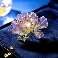 Classical enamel peony brooch, natural freshwater pearl, exquisite and high-end Chinese style cheongsam, Hanfu accessories, pins