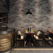 Cement Brick Wall Made Old Retro Brick Wallpaper Industrial Wind Grey Brick-and-mortar Hotel Bag Room Clothing Shop Shoes Shop Wall Paper