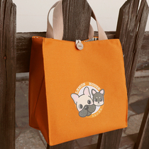 Day-style cartoon cute dog lunch box handbag with bag canvas thickened small stature large capacity with rice bag