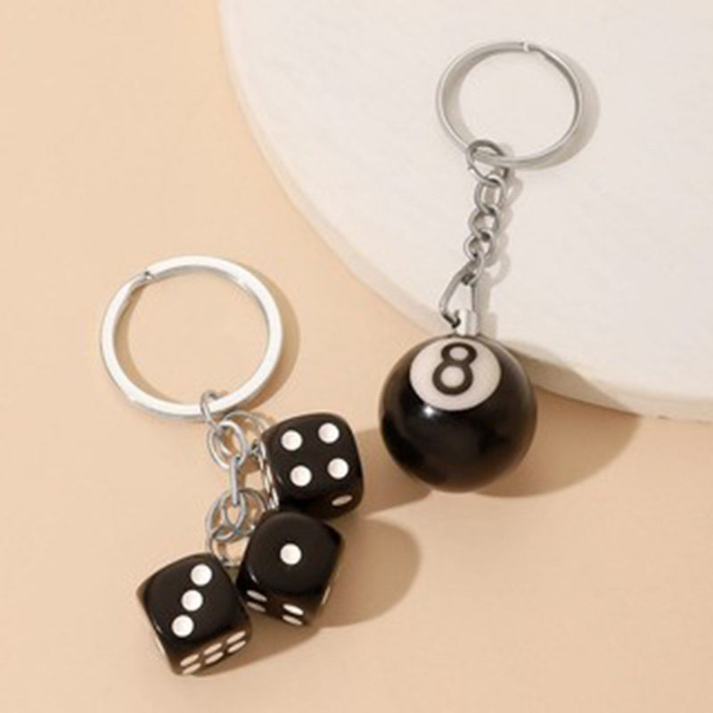 Cross-border creative resin dice No. 8 billiard keychain dice chain gift small pendant backpack charm accessory gift y