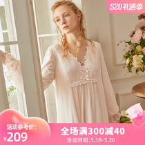 Dust Hee Original Sleeping Skirt Woman Fall Long Sleeve Long Dress Sweet Lady Sleeping Clothing Web Veil Lace Modell Home Clothes