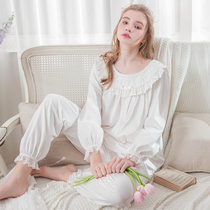 Pajamas female spring and autumn casual thin long sleeves loose sweet ins style Foreign style home clothing cotton suit summer outside wear
