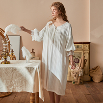 Chenxi original nightgown women cotton thin loose long skirt summer home clothes Princess sweet princess seven-point sleeve Spring