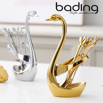 Stainless steel tableware personality creative fork spoon Nordic leaves set fruit fork coffee spoon