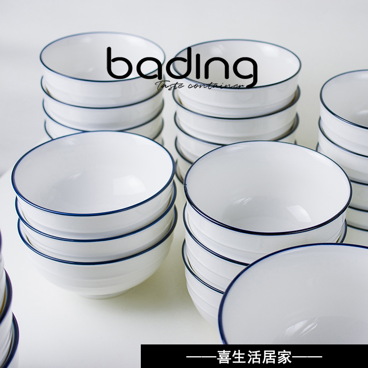 Nordic Net Red INS Retro Ceramic Blue Side Bowl Rice Noodle Soup Dish Bowl foam noodles Bowl Salad Bowl salad bowls Home