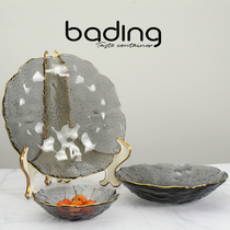 Nordic style gilt glass fruit plate home living room coffee table creative modern minimalist salad dessert candy plate